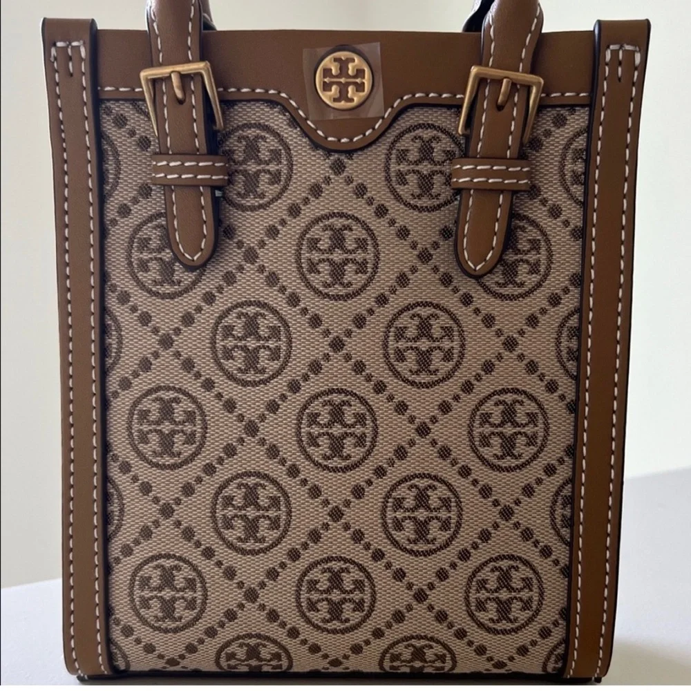 Tory Burch Jacquard Mini Tote, Light Brown, Hazel, HAZELNUT NWOT